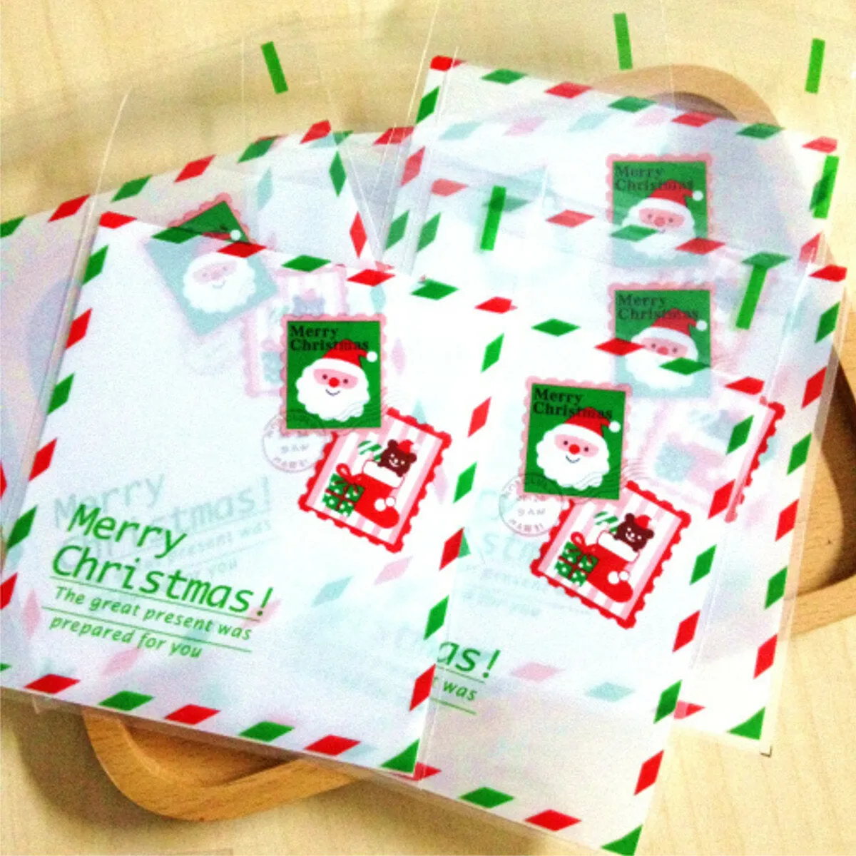 100pcs Christmas Biscuit Candy Gift Cookie Sweet Present Bag