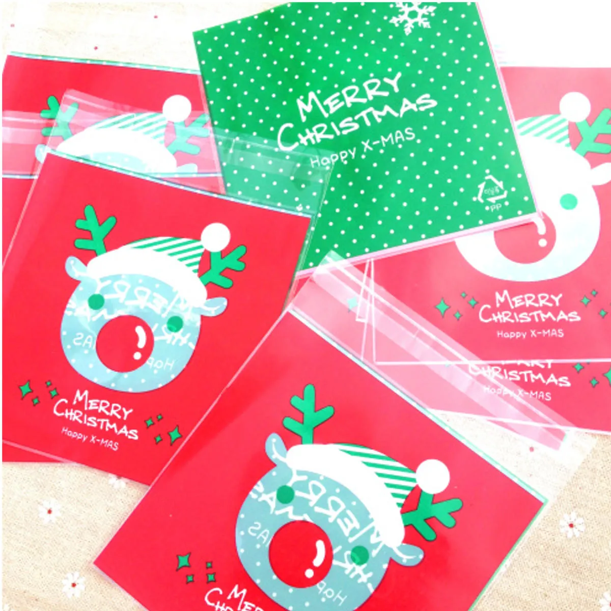 100pcs Christmas Biscuit Candy Gift Cookie Sweet Present Bag
