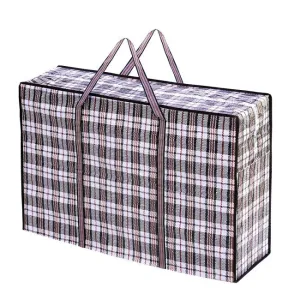 10x Large Checkered Bags  - Striped Shopping Bags - 60cm x 70cm x 30cm