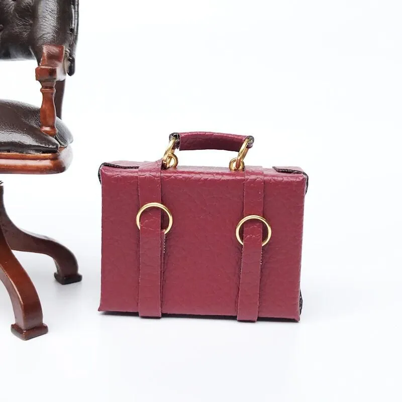 1:12 Scale - Dollhouse Miniature Trunks - Mini Leather Bags - Dollhouse Office Bags - Miniature Suitcase - Dollhouse Miniature Accessories