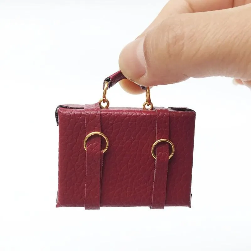 1:12 Scale - Dollhouse Miniature Trunks - Mini Leather Bags - Dollhouse Office Bags - Miniature Suitcase - Dollhouse Miniature Accessories