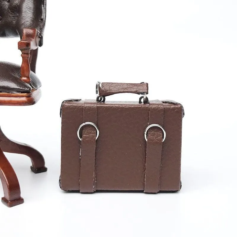1:12 Scale - Dollhouse Miniature Trunks - Mini Leather Bags - Dollhouse Office Bags - Miniature Suitcase - Dollhouse Miniature Accessories