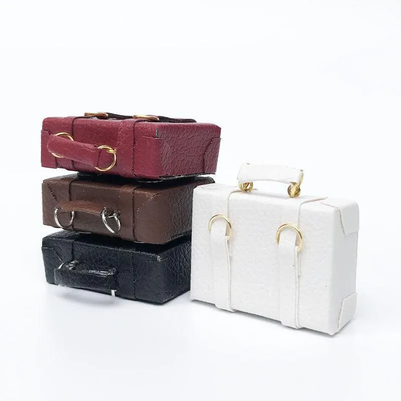 1:12 Scale - Dollhouse Miniature Trunks - Mini Leather Bags - Dollhouse Office Bags - Miniature Suitcase - Dollhouse Miniature Accessories