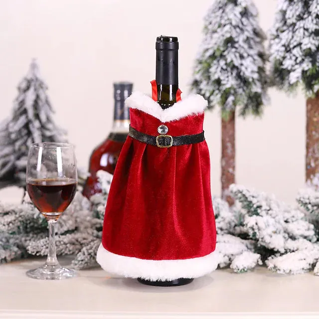 2-Pieces: Christmas Wine Bottle Cover Merry Christmas Decor