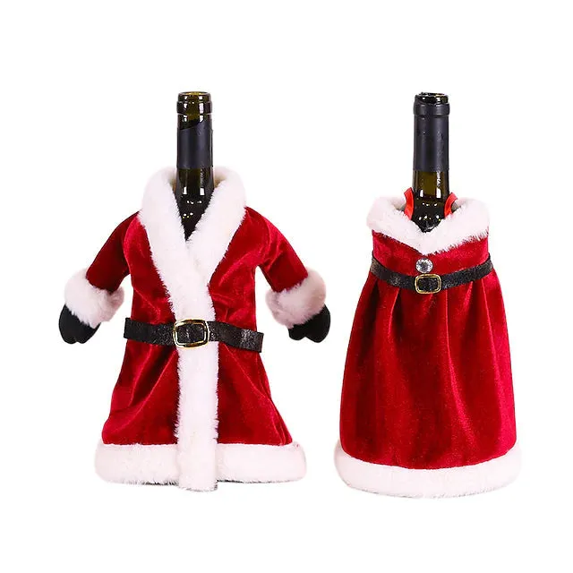 2-Pieces: Christmas Wine Bottle Cover Merry Christmas Decor