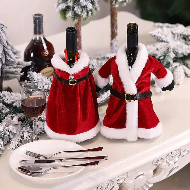 2-Pieces: Christmas Wine Bottle Cover Merry Christmas Decor