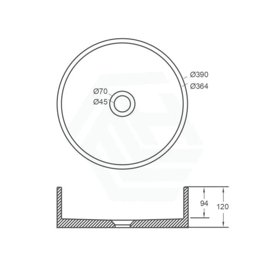 390x390x120mm Round Above Counter Concrete Basin Pastel Mint Pop Up Waste Included
