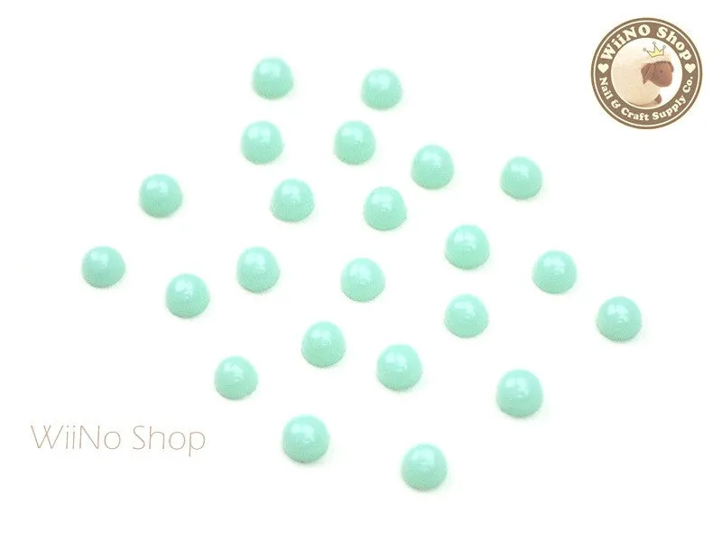 4mm Mint Candy Half Round Flat Back Acrylic Cabochon Nail Art- 15 pcs
