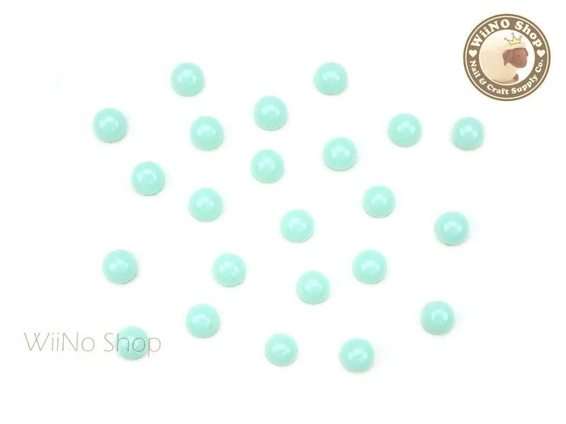 4mm Mint Candy Half Round Flat Back Acrylic Cabochon Nail Art- 15 pcs