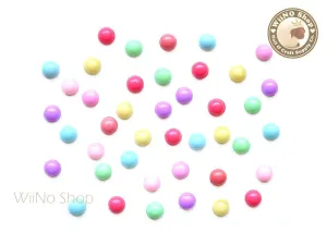 4mm Mix Colors Candy Half Round Flat Back Acrylic Cabochon Nail Art- 15 pcs