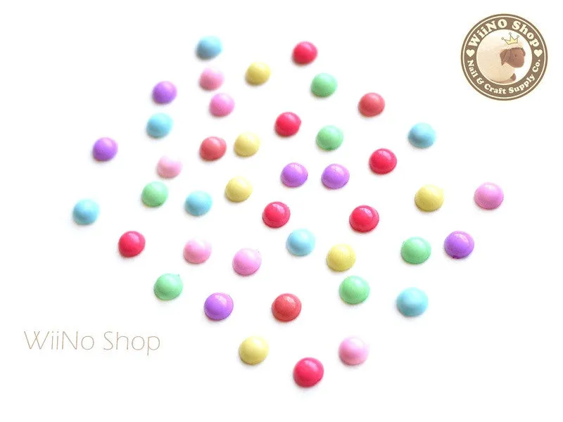 4mm Mix Colors Candy Half Round Flat Back Acrylic Cabochon Nail Art- 15 pcs