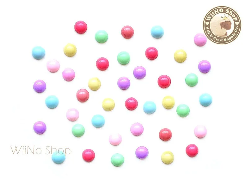 4mm Mix Colors Candy Half Round Flat Back Acrylic Cabochon Nail Art- 15 pcs