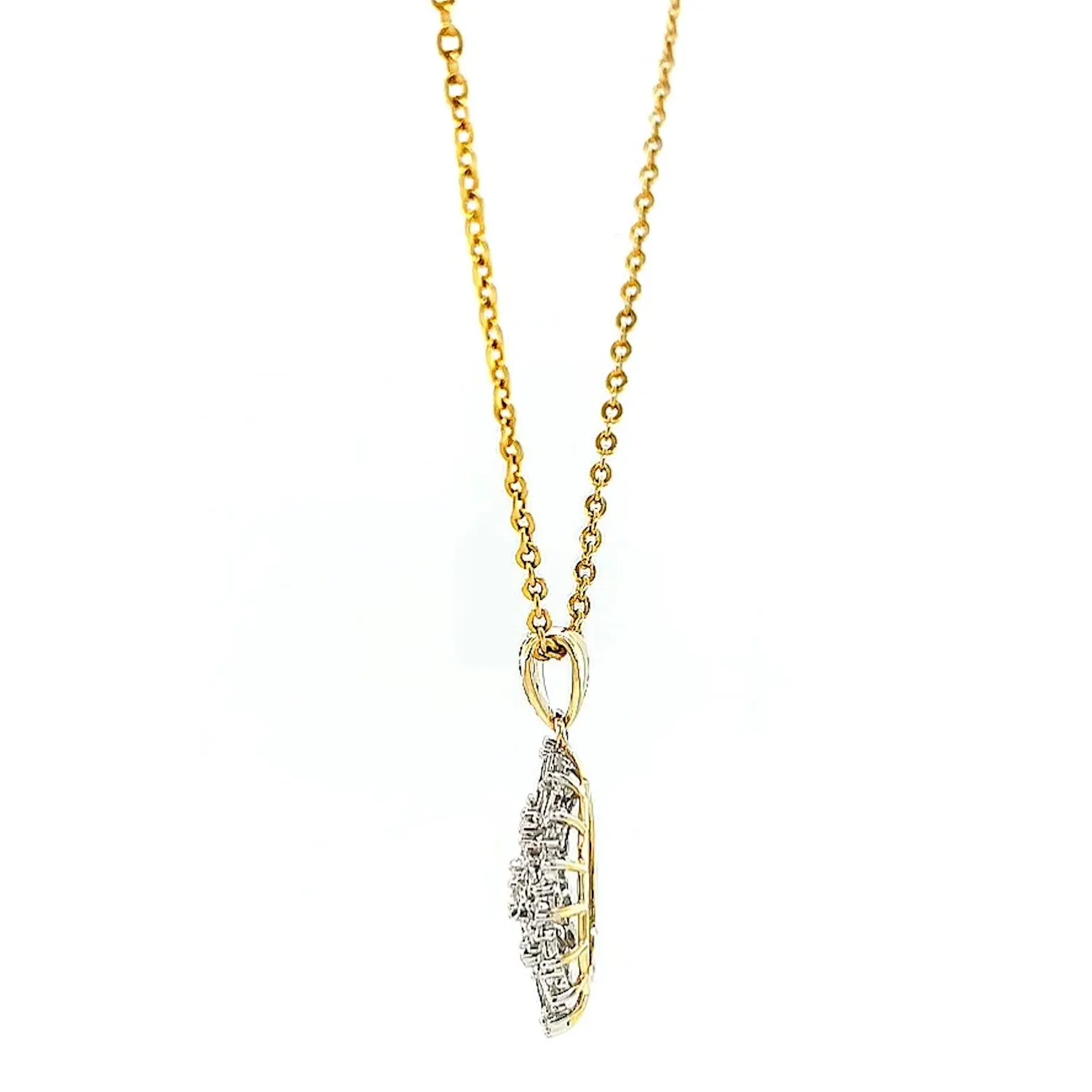 9ct Yellow Gold Baguette & Round Brilliant Cut 1/4 CARAT tw of Diamonds Pendant