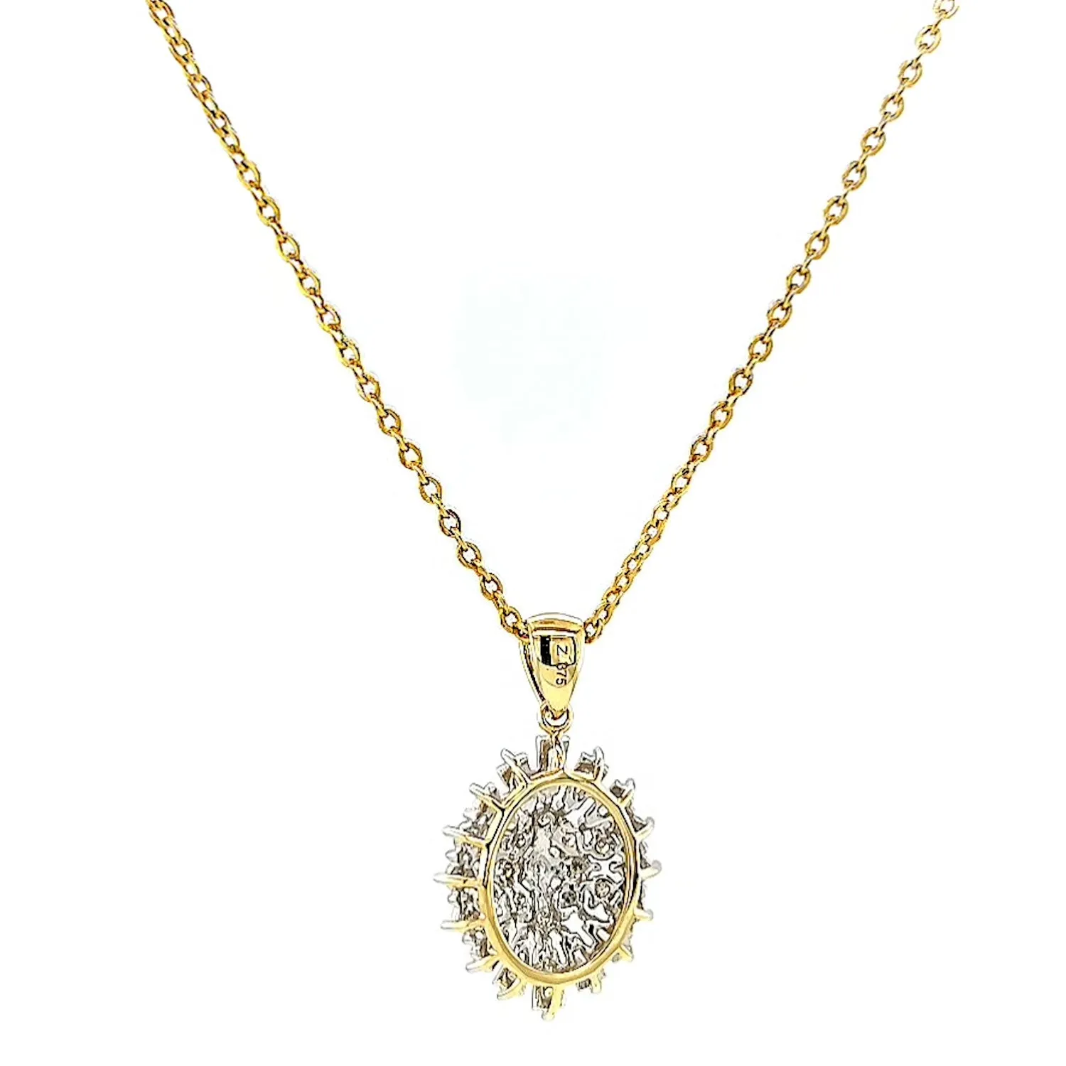 9ct Yellow Gold Baguette & Round Brilliant Cut 1/4 CARAT tw of Diamonds Pendant