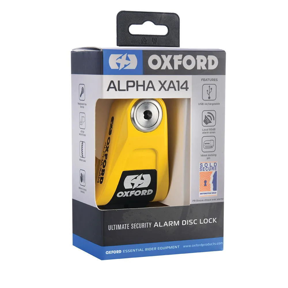 Aprilia Mojito Oxford LK217 Alpha XA14 Motorcycle Alarm Motorbike Disc Lock Yellow