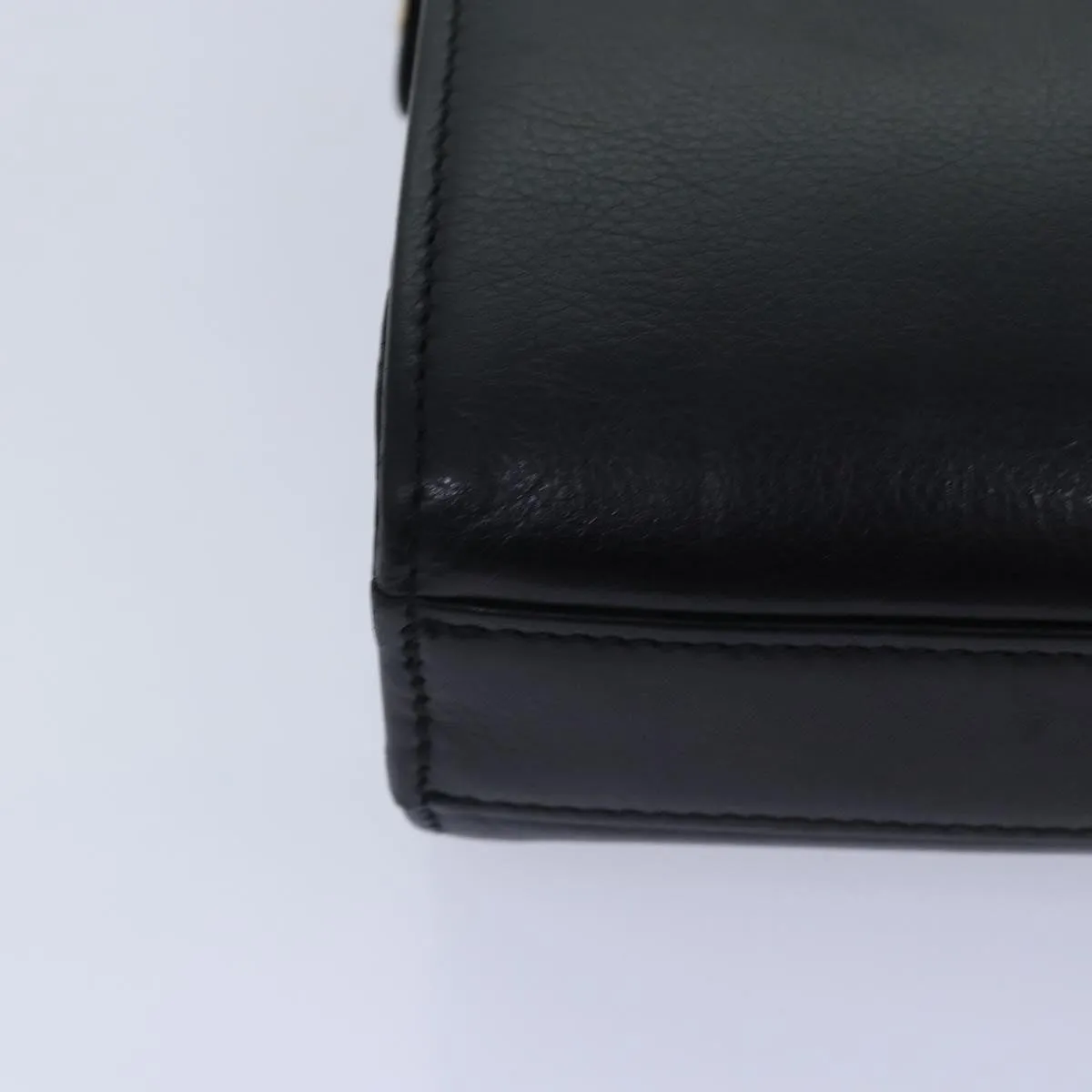 BALENCIAGA Clutch Bag Leather Black Gold Auth yk14401