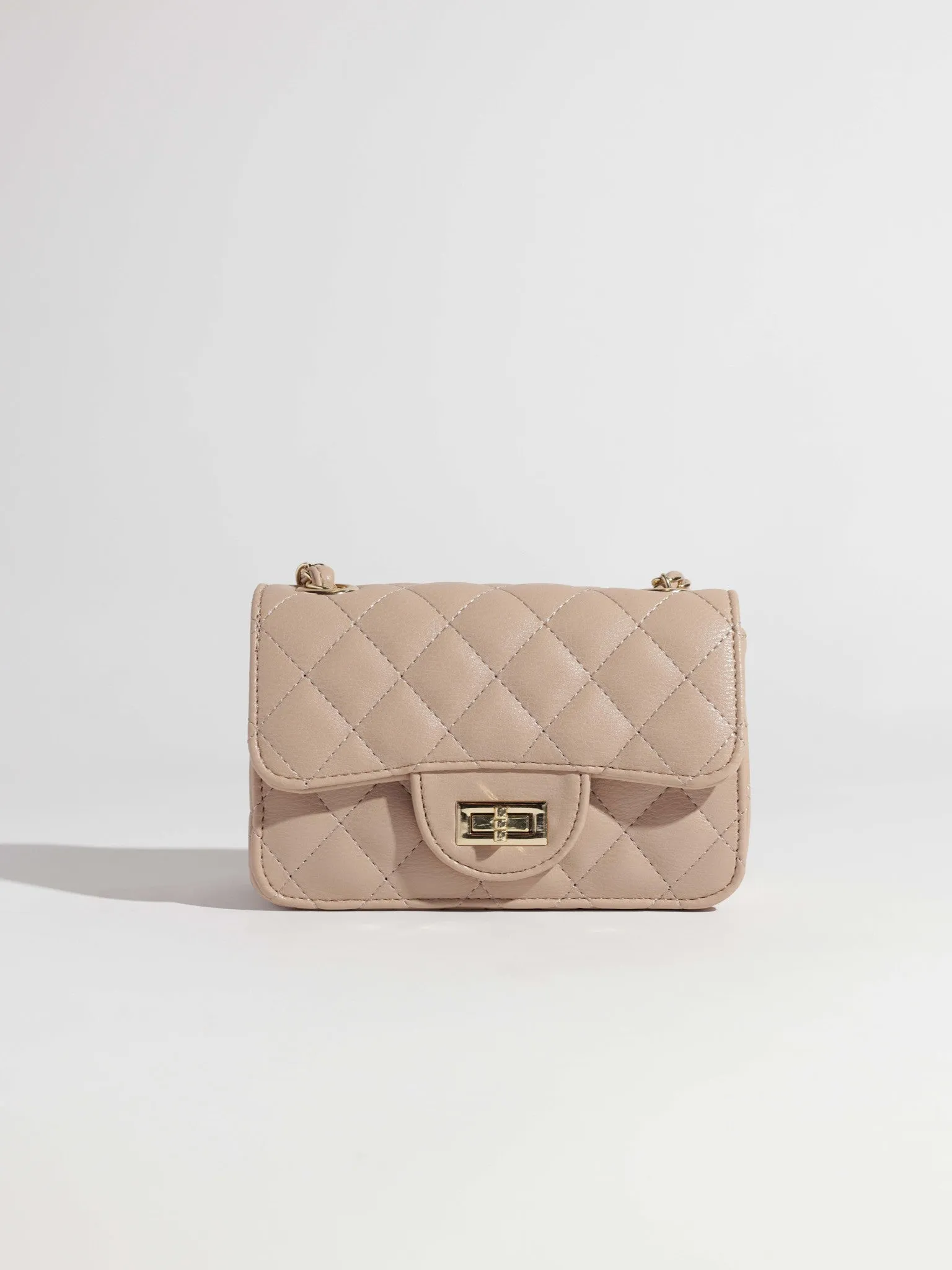 Beige Mini Quilted Crossbody Bag