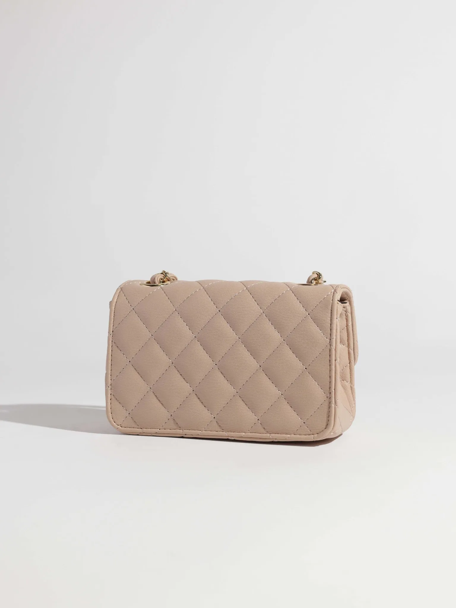 Beige Mini Quilted Crossbody Bag