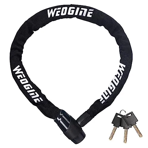Bike Chain Lock, Heavy Duty Anti-Theft Bicycle Chain Lock, 2.72 Ft Security Bike Locks with 3 Keys, Waterproof Lock Chain for Bike, Bicycle, Scooter, Motorcycle, Door, Gate, Fence