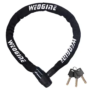 Bike Chain Lock, Heavy Duty Anti-Theft Bicycle Chain Lock, 2.72 Ft Security Bike Locks with 3 Keys, Waterproof Lock Chain for Bike, Bicycle, Scooter, Motorcycle, Door, Gate, Fence