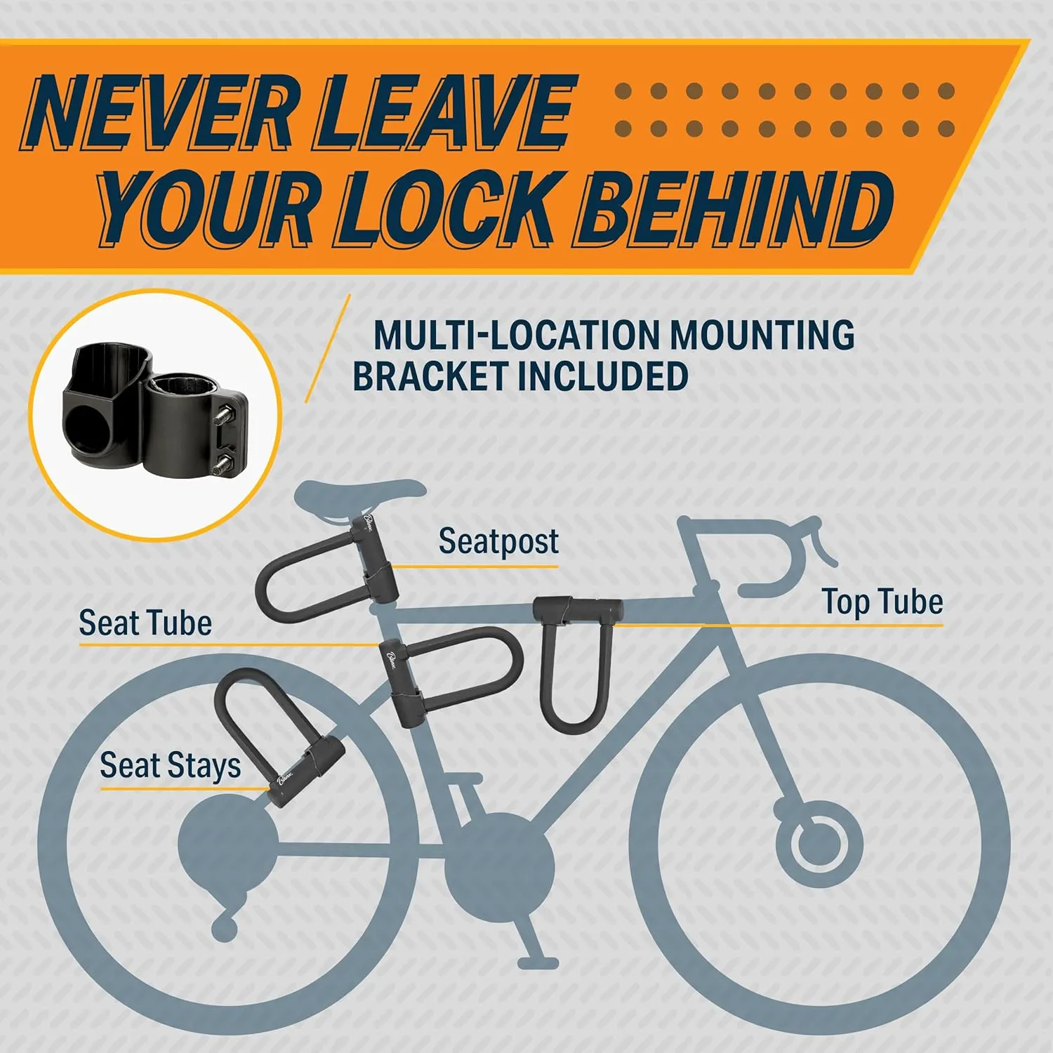 Bikeroo Bike U Lock with Cable - Heavy Duty 17mm U Shaped Lock for Bicycle Security