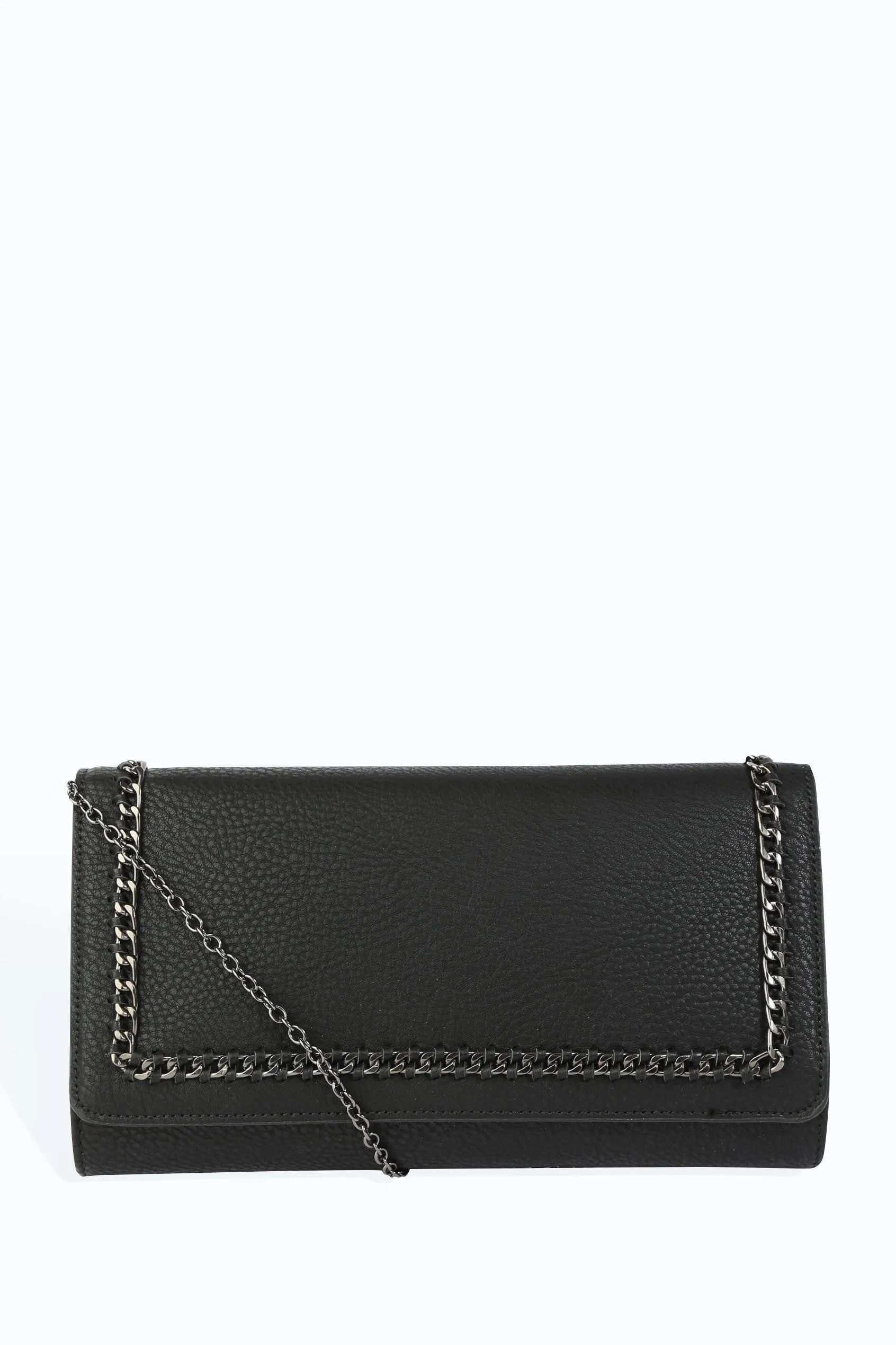 Black Chain Detail Clutch Bag