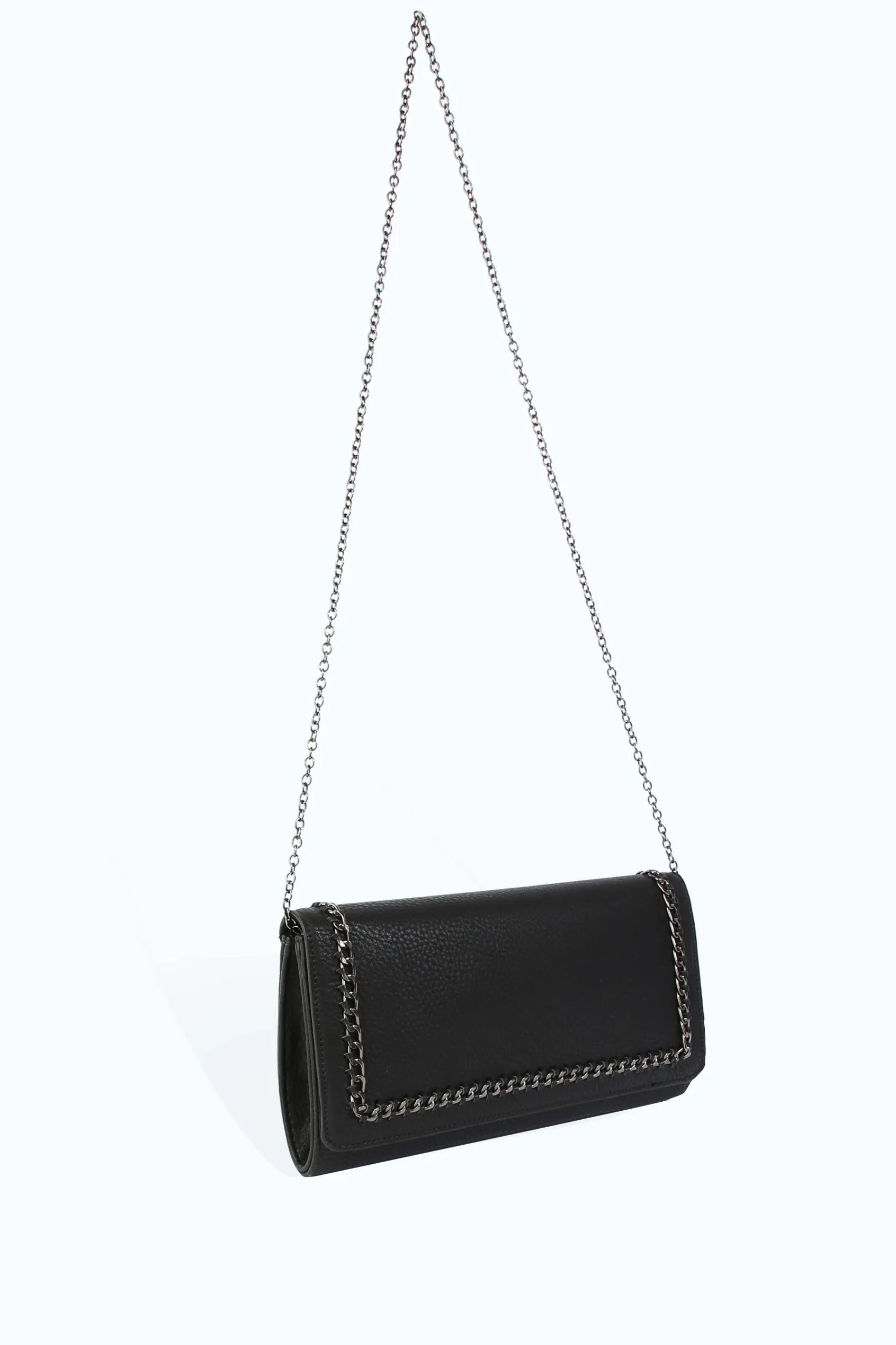 Black Chain Detail Clutch Bag