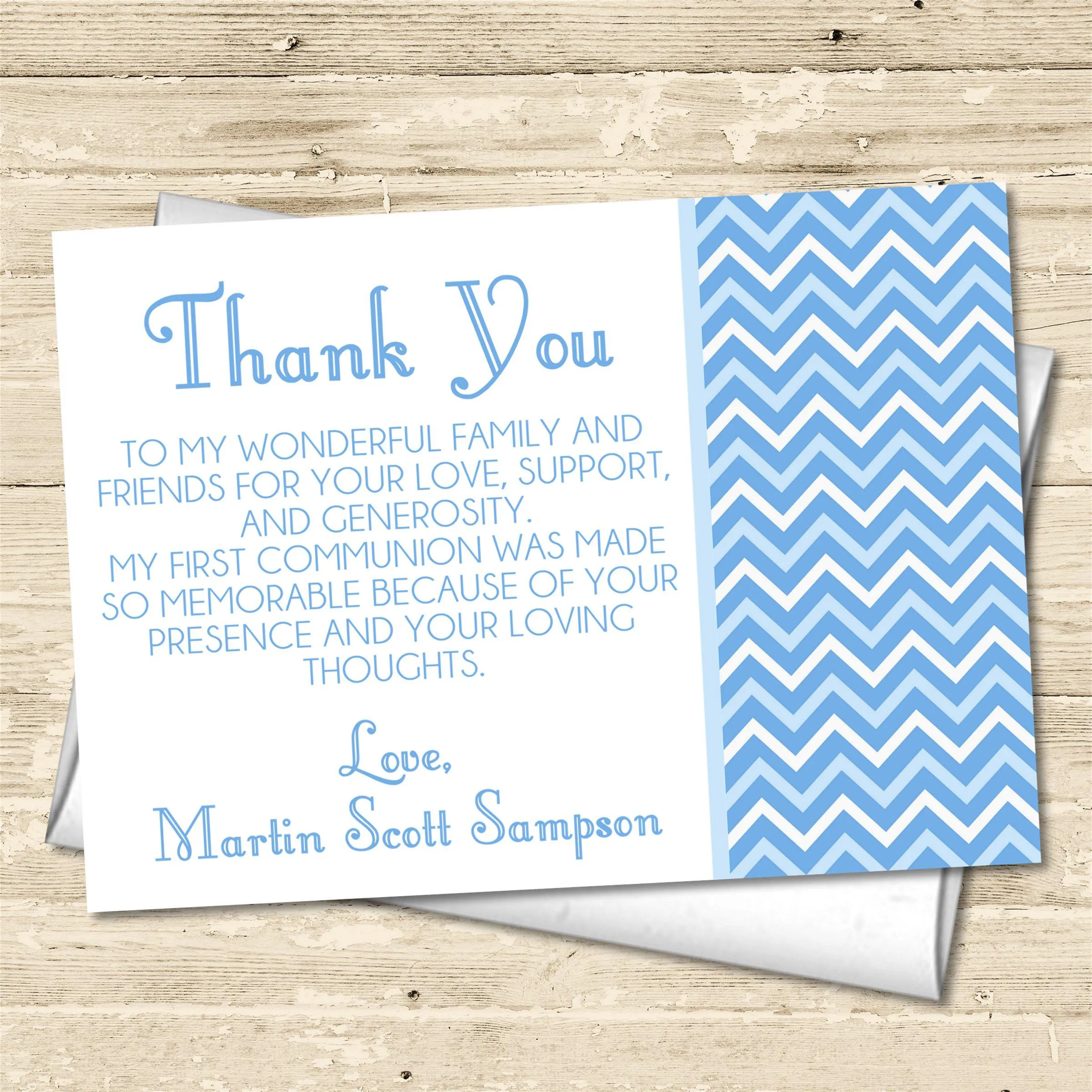 Blue First Communion Thank You Cards