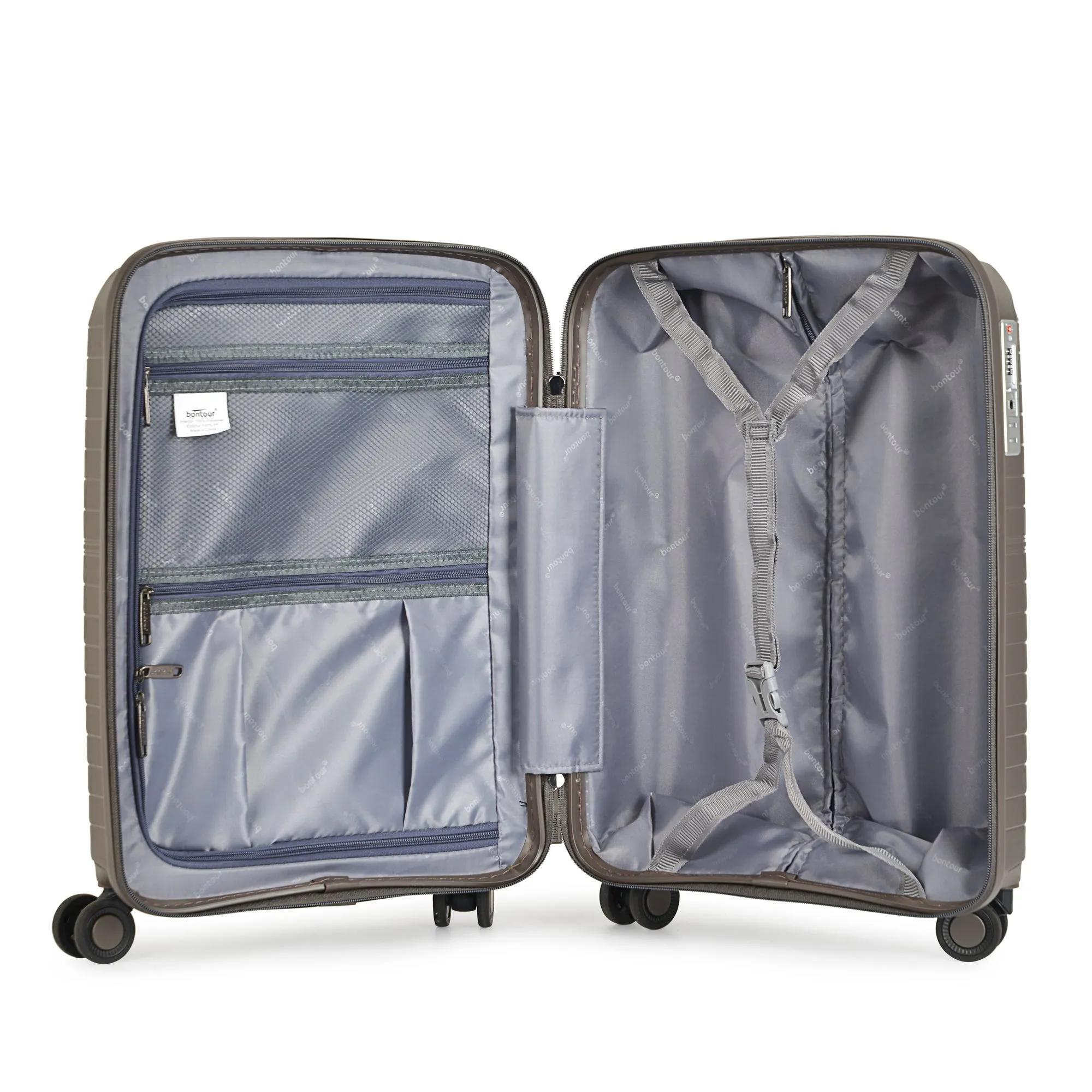 Bontour 'City' 4-wheeled cabin suitcase with TSA lock, 55x38x20cm, Brown