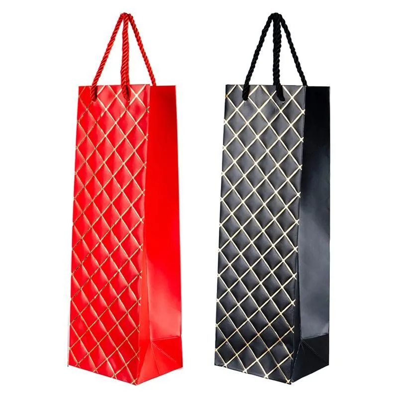 Bottle Diamond Embossed Gift Bag - 36cm x 12cm x 9cm