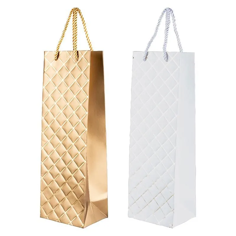 Bottle Diamond Embossed Gift Bag - 36cm x 12cm x 9cm