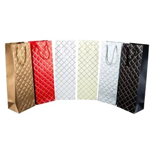Bottle Diamond Embossed Gift Bag - 36cm x 12cm x 9cm