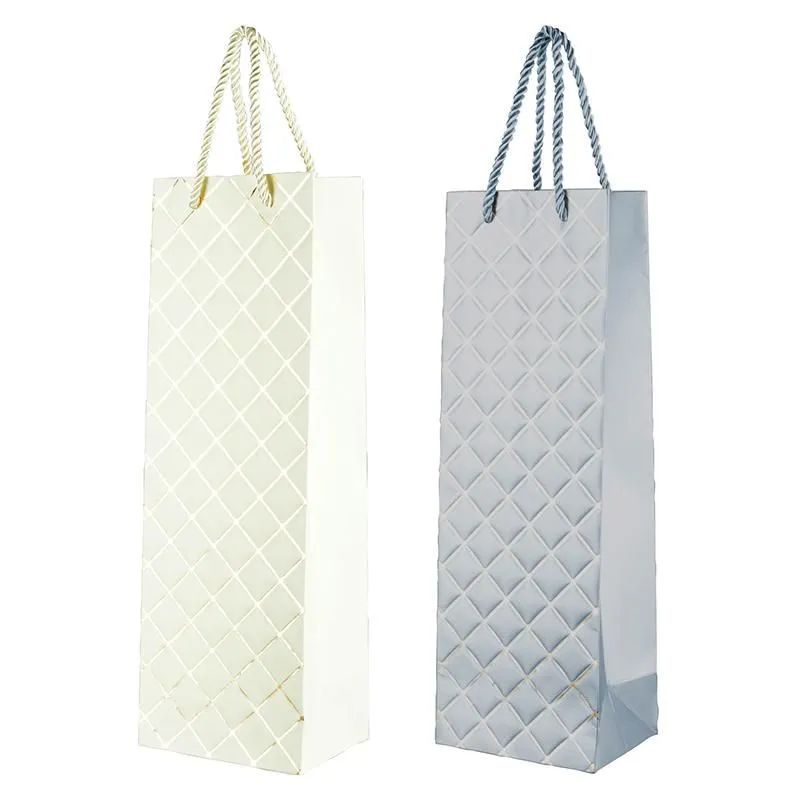 Bottle Diamond Embossed Gift Bag - 36cm x 12cm x 9cm