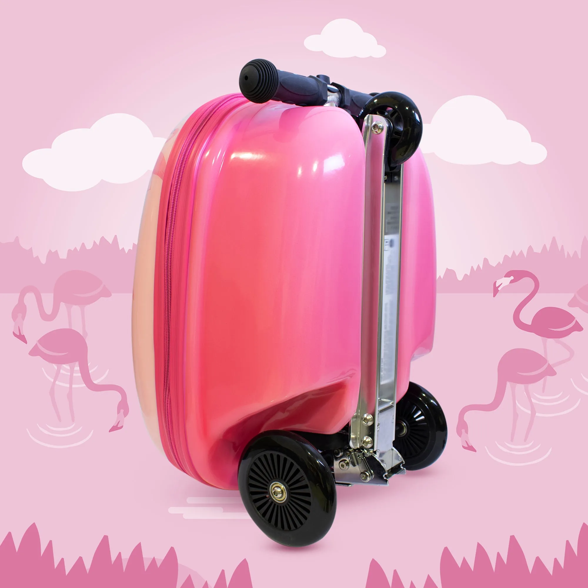 BUY 1 GET 1 FREE! Zinc Flyte Fifi the Flamingo Scooter Suitcase