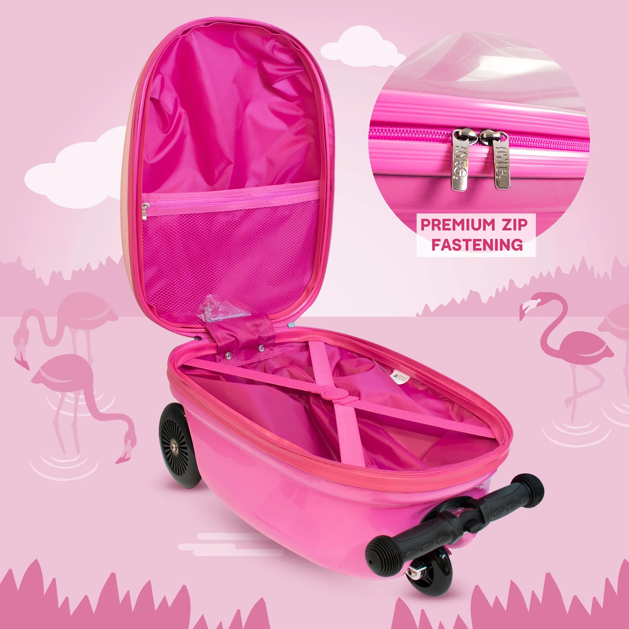 BUY 1 GET 1 FREE! Zinc Flyte Fifi the Flamingo Scooter Suitcase
