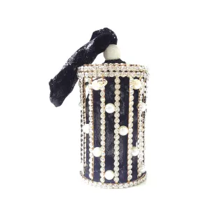 Carla Pearl Rhinestone Bucket Clutch With Shoulder Chains