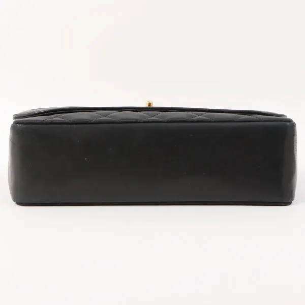 Chanel Around 1990 Made Leather Silk Satin Combination Design Flap Mini Bijou Chain Bag Black