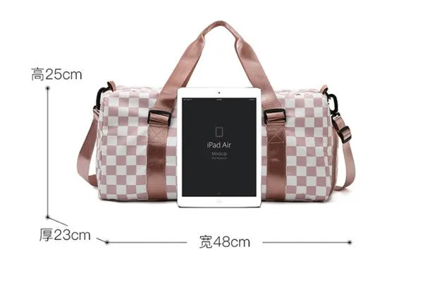 Checker Weekend Travel Luggage Tote Bag Check • More Colors