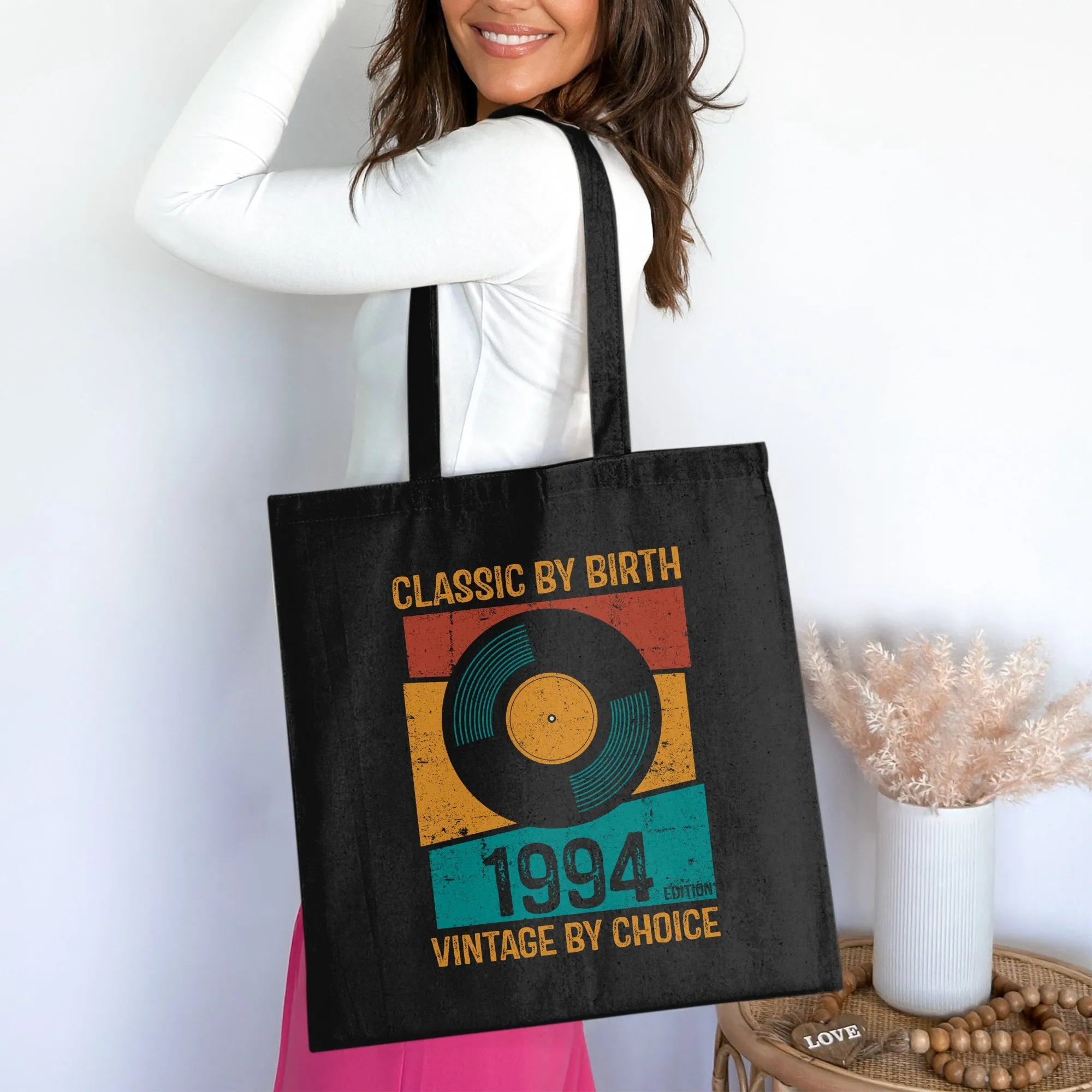 Classic By Birth Vintage By Choice 1994 Edition Tote Bag, Birthday Tote Bag, Cotton Bag For Life, Retro Music Lover Gift