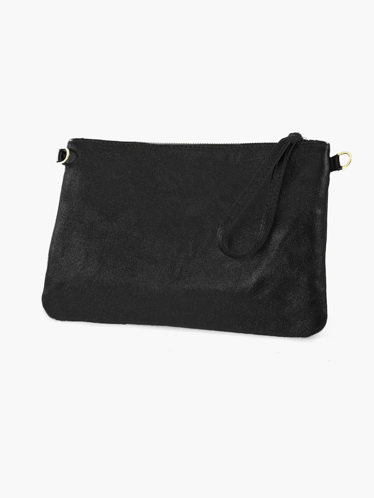 Cody Italian Leather Clutch Bag - Black, Pebbled