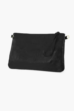 Cody Italian Leather Clutch Bag - Black, Pebbled