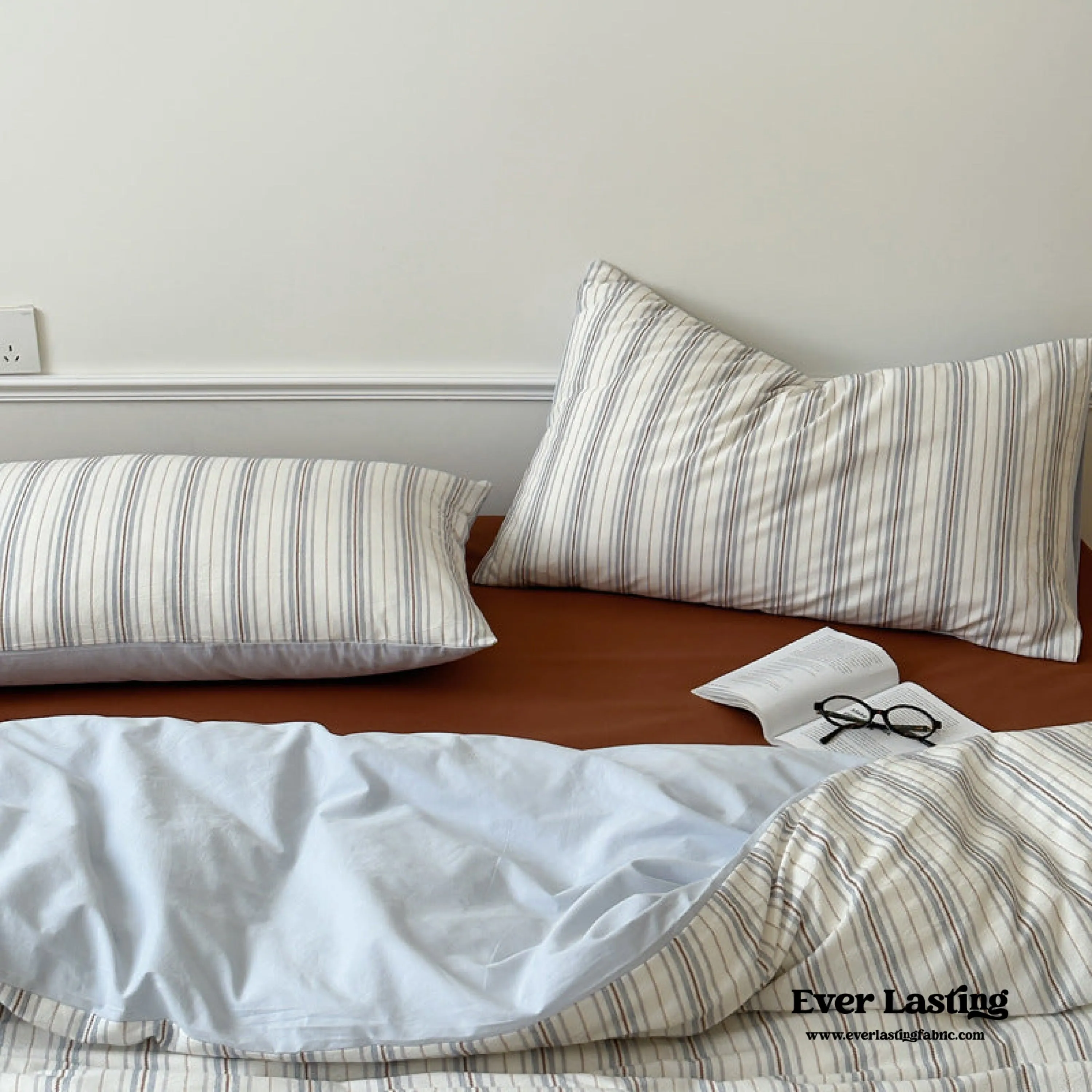 Cozy Pastel Striped Washed Cotton Bedding Set