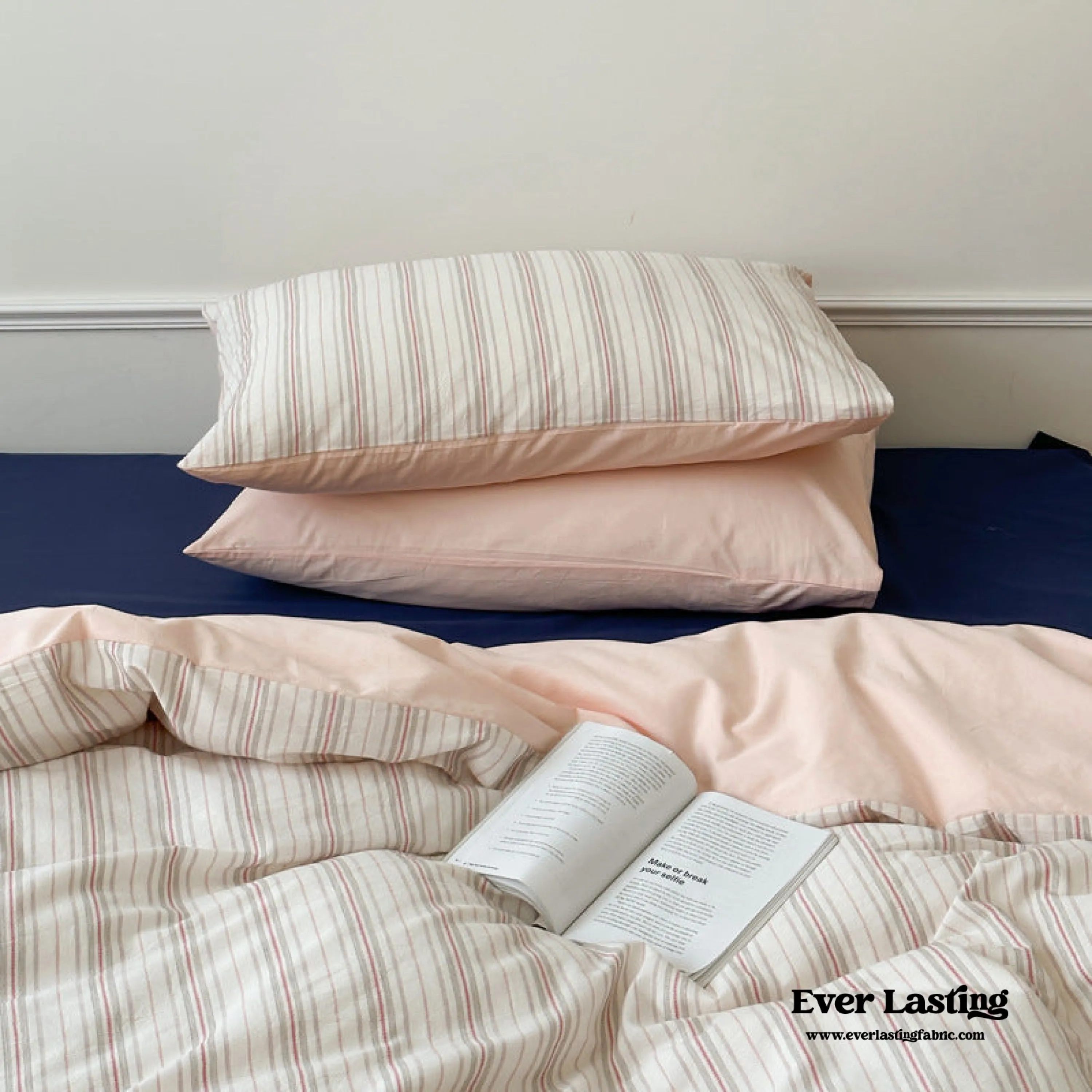 Cozy Pastel Striped Washed Cotton Bedding Set