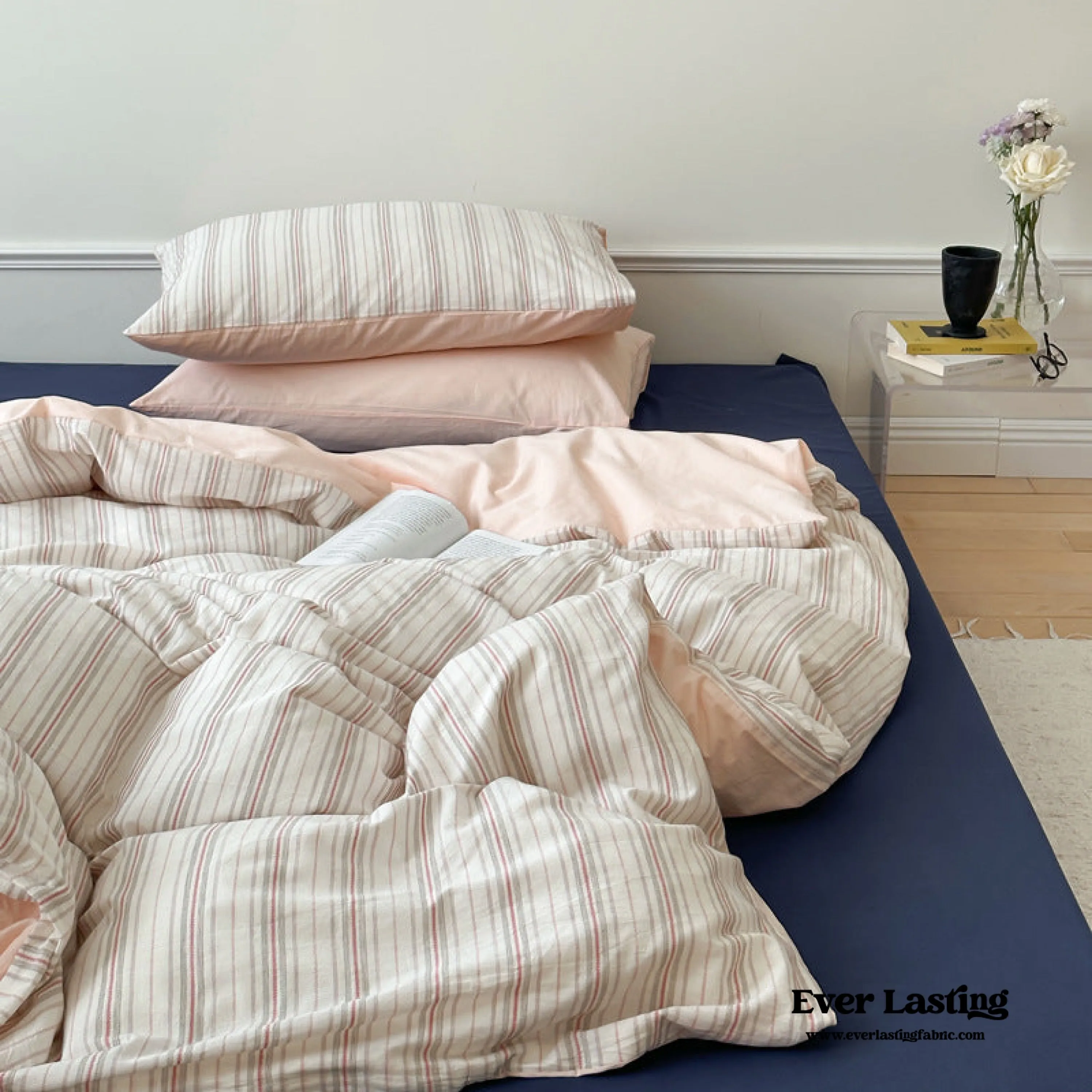 Cozy Pastel Striped Washed Cotton Bedding Set