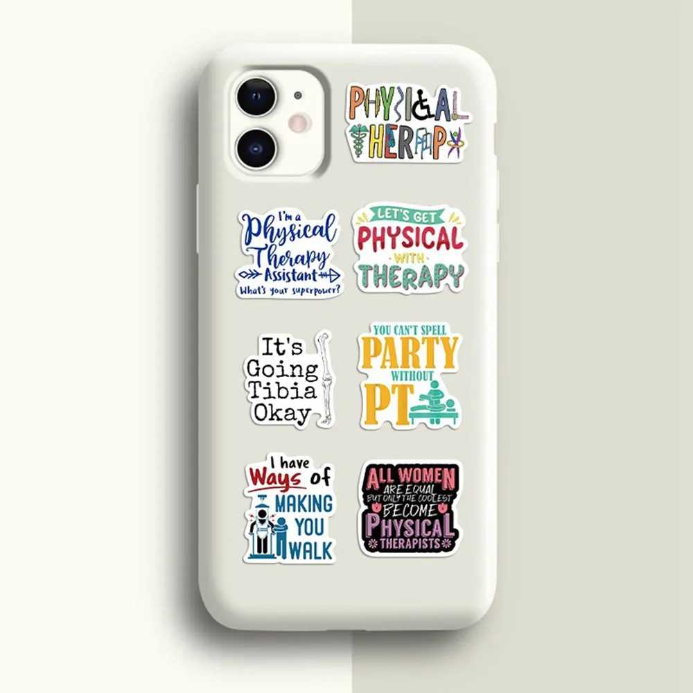 Craspire World Physiotherapy Day Theme Waterproof Self Adhesive Paper Stickers, for Suitcase, Skateboard, Refrigerator, Helmet, Mobile Phone Shell, Word, 30~72x34~75x0.2mm, about 50pcs/bag, 5bags/set