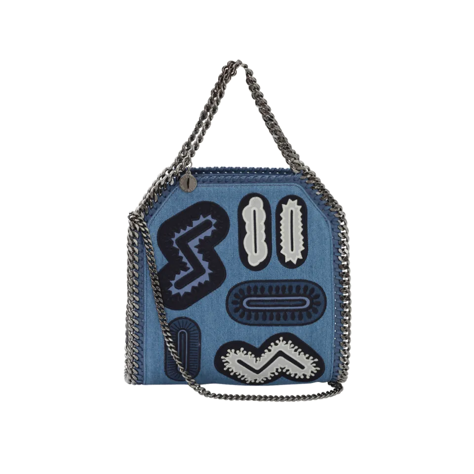 Denim Embroidered Shoulder Bag
