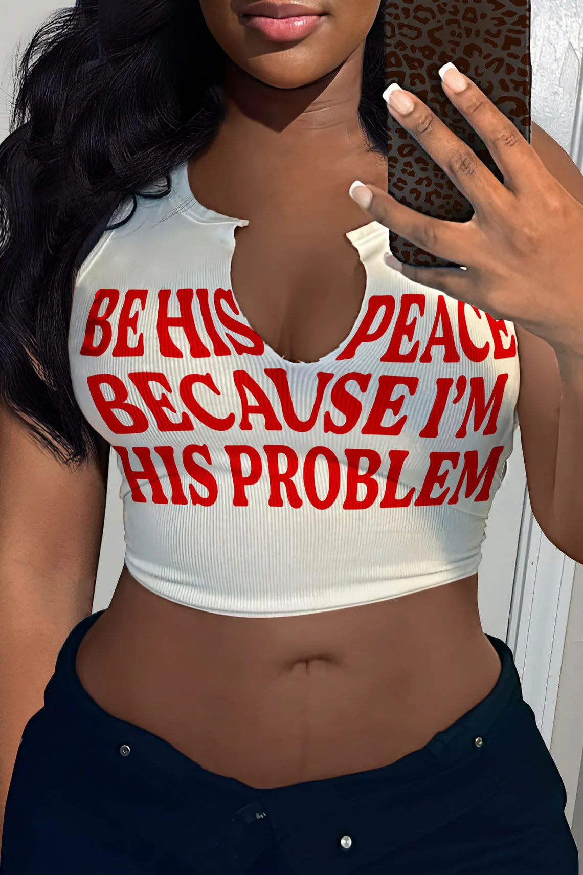 DUNNMALL Cross Border Women's Fashion Sexy Letters Printed T-shirt Ladies Fashion Brand Sleeveless Vest U Collar Small Vest