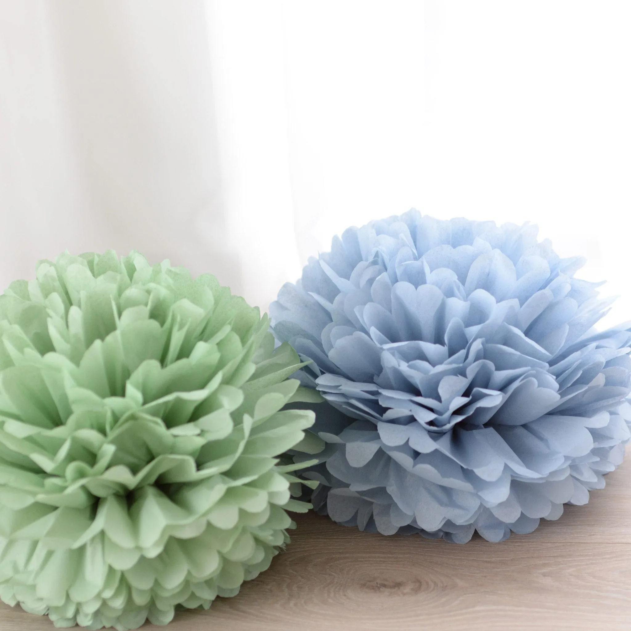 Dusty green / cedar green tissue paper pom pom party decorations