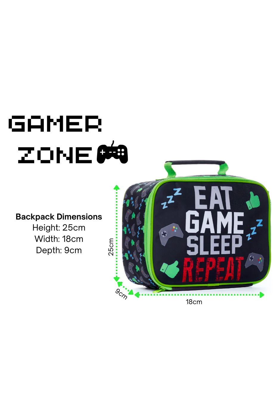 Eat Game Sleep Repeat Lunch Bag, Kids Boys Gamer Lunchbox school bag