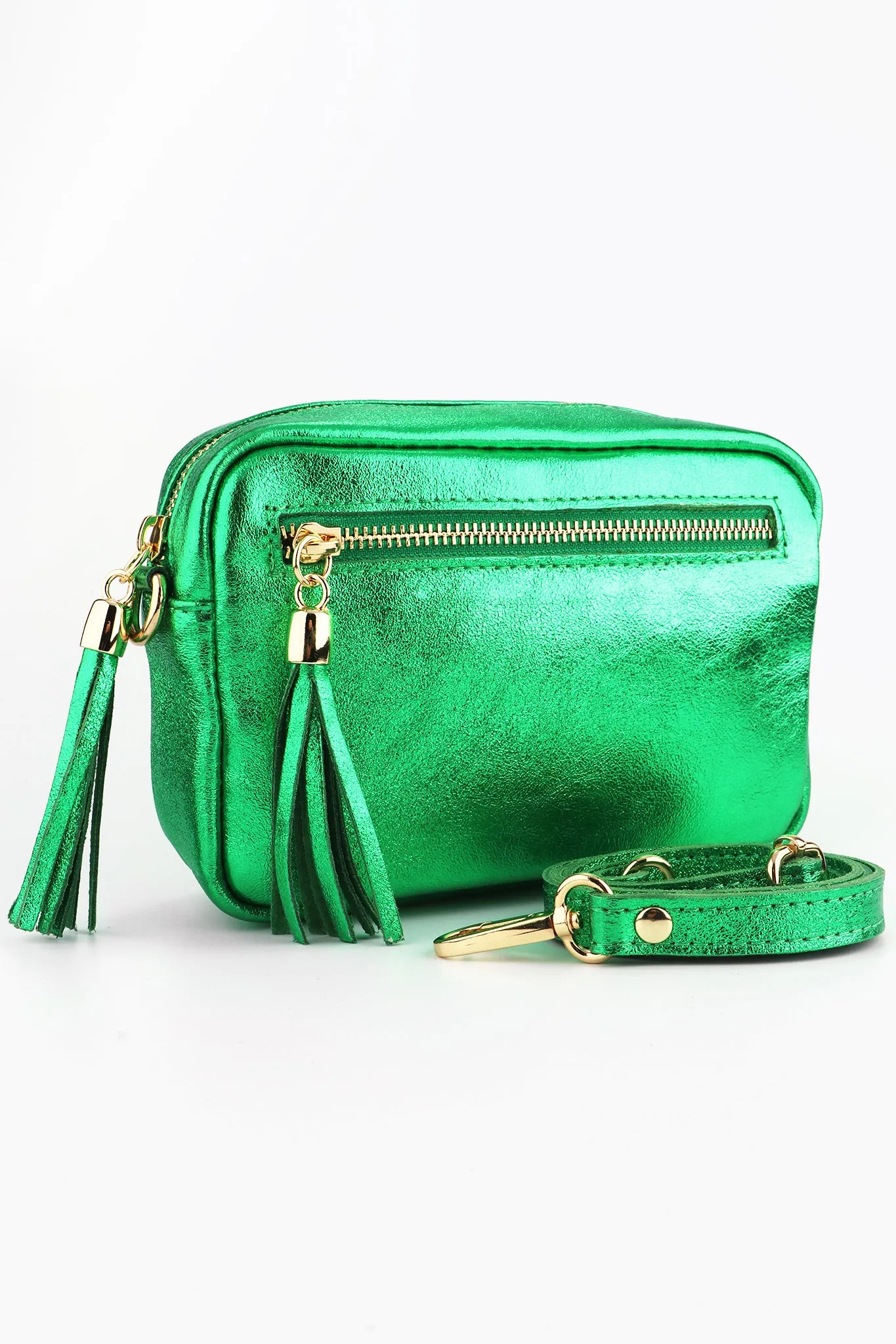 Fleur Crossbody Bag - Green, Metallic